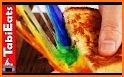 Magic rainbow grilled cheese sandwich making food related image