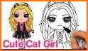 How to draw Lady and Cat related image