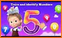 123 numbers tracing, counting, puzzles, spellings related image