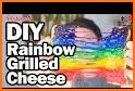 Magic rainbow grilled cheese sandwich making food related image