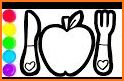 Glitter Apple cutlery set coloring for Kids related image