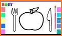 Glitter Apple cutlery set coloring for Kids related image