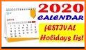 Holiday Calendar 2020 related image