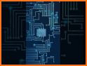 Blue circuit board theme related image