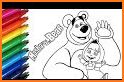 Masha coloring the bear michka related image