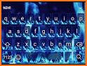 3D Neon Blue Skull Keyboard related image