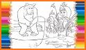 Coloring Book For Kids : Little Girl and Bear related image