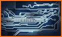 Blue circuit board theme related image