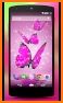 Shiny Pink Rose Blue Butterfly Keyboard Theme related image