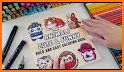 Cute Kawaii Colouring Book for Kids with Glitters related image