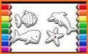 Dolphin and fish coloring book related image