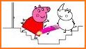 Coloring peppa rhino and pig related image