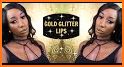 Gold Glitter Lips Launcher Theme related image