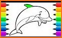 Dolphin and fish coloring book related image